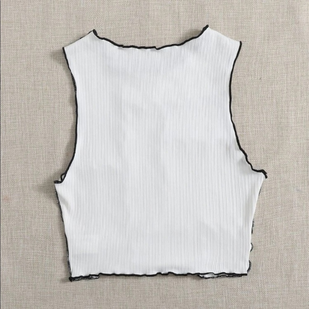 Y2K white black pieced crop tank - Picture 2 of 5